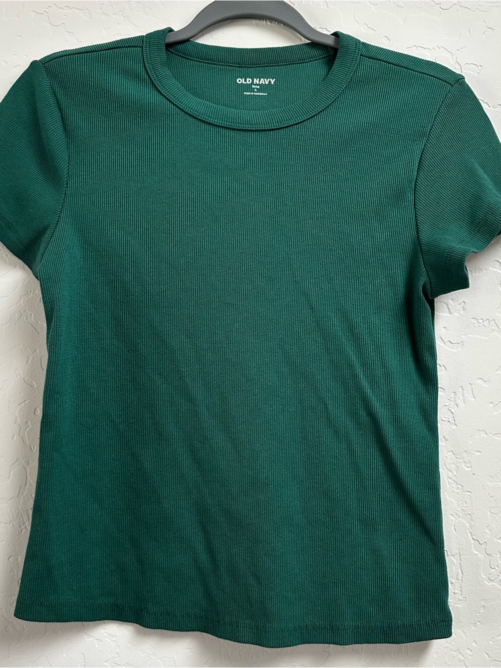 Old Navy Women's Dark Green Ribbed Short-Sleeve Tee